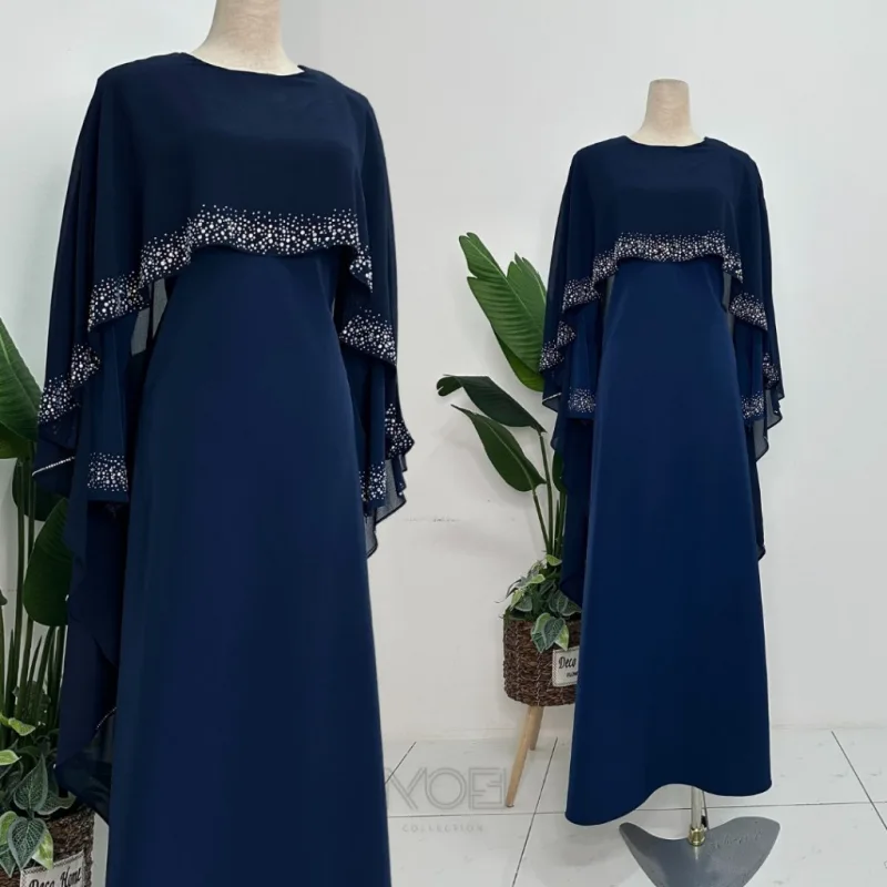 MOFF Bridal SetBAJU JUBAH Ratu Arab In Navy Blue |BAJU DRESS | Full set 8 Item | Nikah | Nikah thumbnail 3