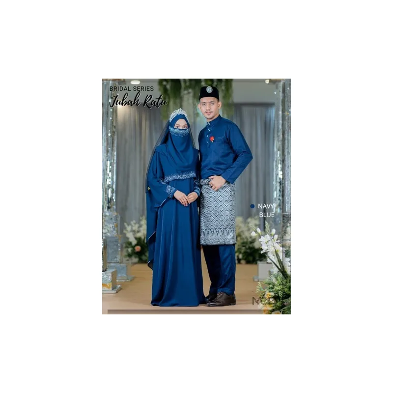 MOFF Bridal SetBAJU JUBAH Ratu Arab In Navy Blue |BAJU DRESS | Full set 8 Item | Nikah | Nikah