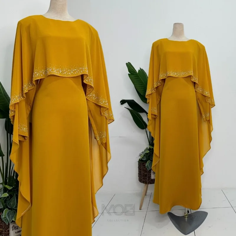 MOFF Bridal Set BAJU JUBAH Ratu Arab In Mustard | BAJU DRESS | Full set 8 Item | Nikah | Tunang thumbnail 3