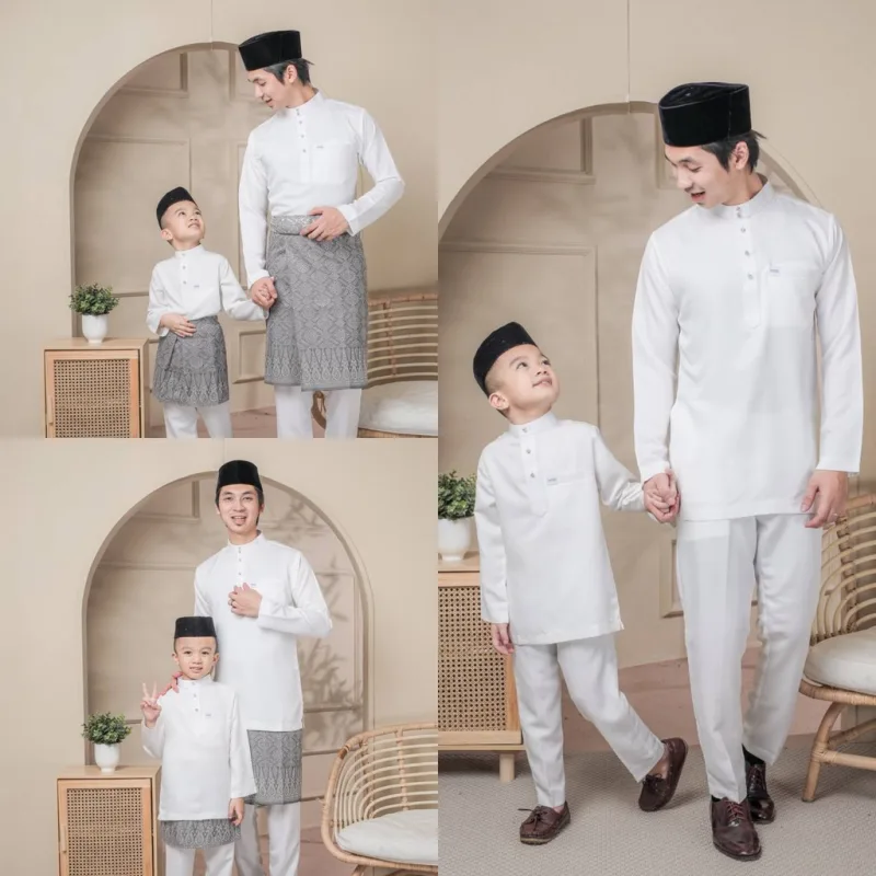 BAJU MELAYU SEDONDON | SET AYAH DAN ANAK | BAJU MELAYU SLIMFIT | BAJU MELAYU OFF WHITE | BAJU MELAYU RAYA 2024