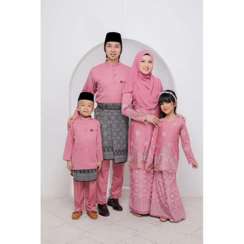 SET FAMILY WALINONG SARI | KURUNG WALINONGSARI DUSTY PINK BY MOFF COLLECTION