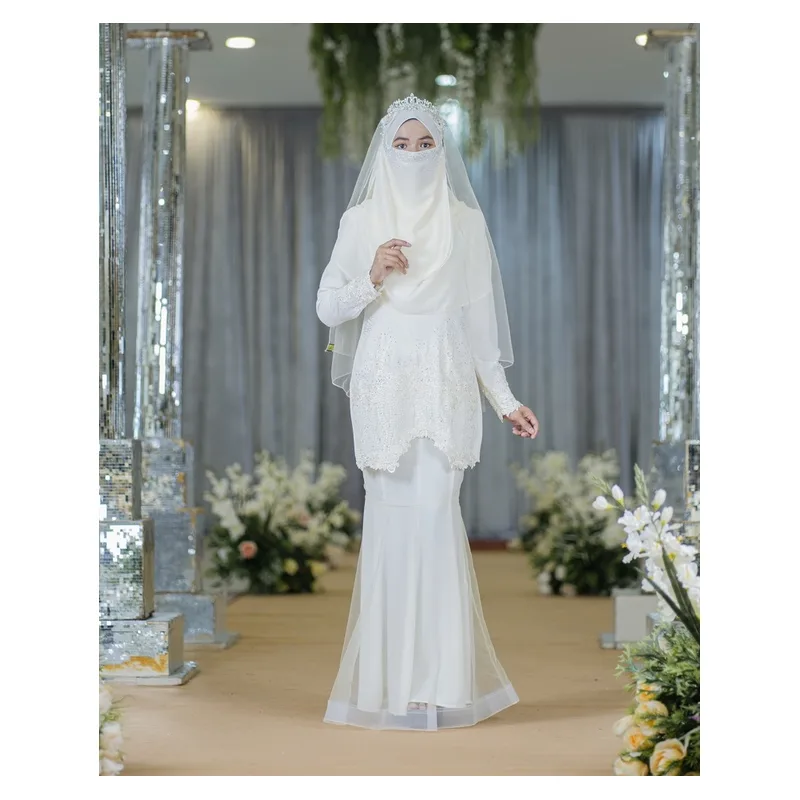 BAJU KURUNG MODEN ZAHIRAH PUTIH | CREAM | BAJU KURUNG LACE SULAM (MOFF COLLECTION)