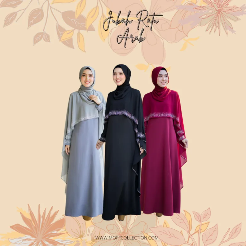 BAJU JUBAH RATU ARAB | BAJU DRESS JUBAH | MAROON| GREY | HITAM by moff2u