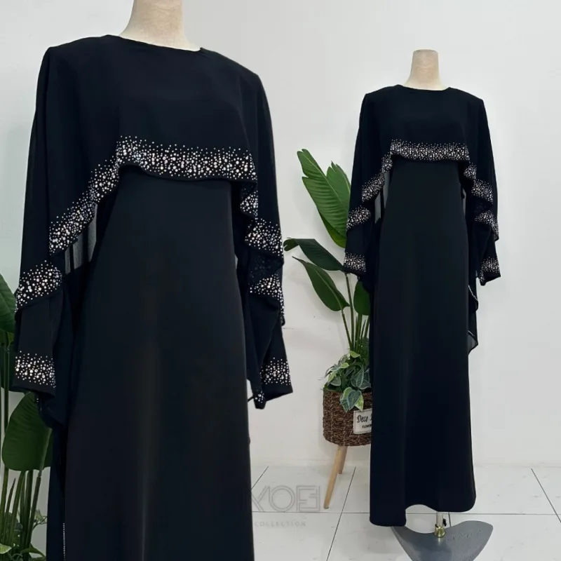 MOFF Bridal Set BAJU JUBAH Ratu Arab In Black | BAJU DRESS | Full set 8 Item | Nikah | Tunang thumbnail 3