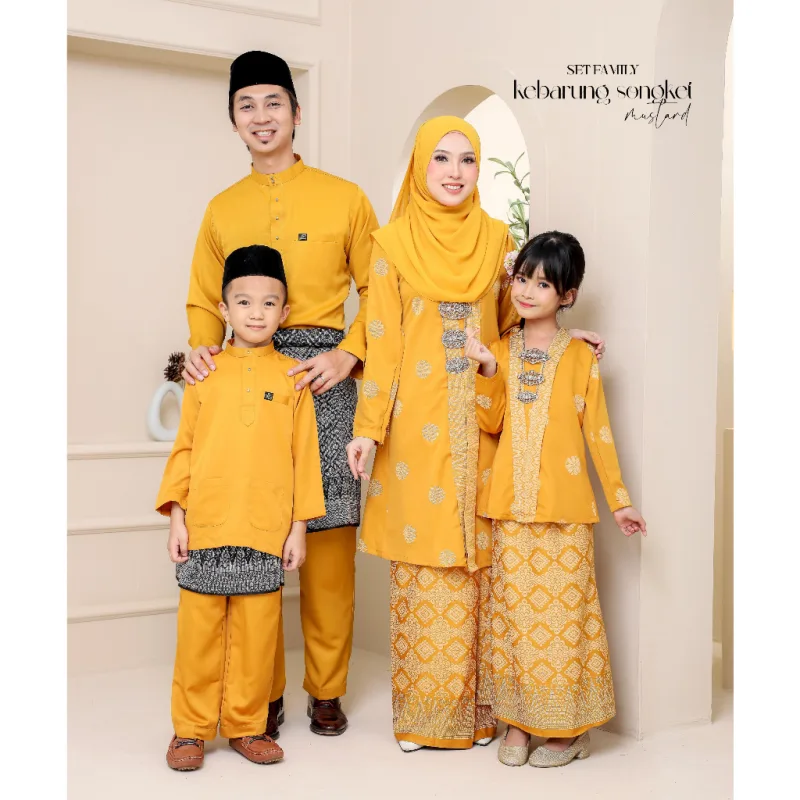 Set Family KEBARUNG IN MUSTARD I KEBARUNG Moden I Ayah Anak I Ibu I Moden I Set Family By Moff2u