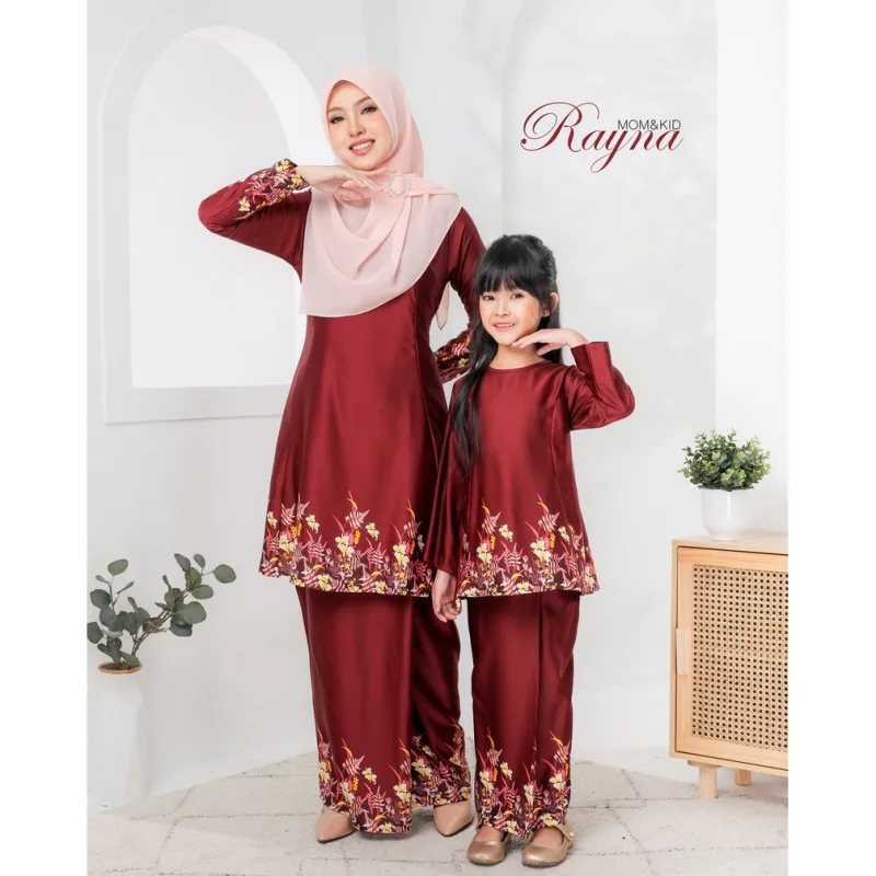 Moff BAJU Kurung Moden Rayna Dewasa | KURUNG RIAU | KURUNG PAHANG| KURUNG CORAK BUNGA | Set Family Raya {Peach} thumbnail 2