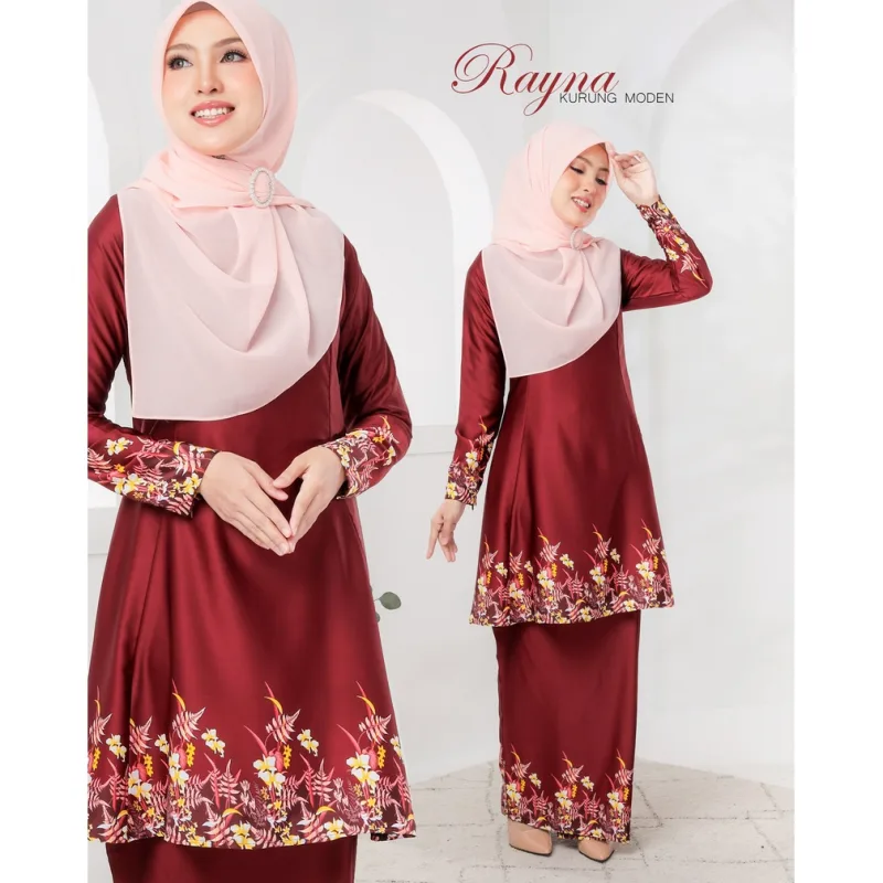 Moff BAJU Kurung Moden Rayna Dewasa | KURUNG RIAU | KURUNG PAHANG| KURUNG CORAK BUNGA | Set Family Raya {Peach} thumbnail 3