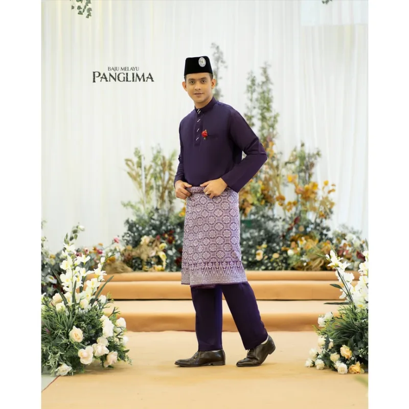 BAJU Melayu Moden Panglima In Dark Purple | BAJU MELAYU DEWASA BY MOFF2U thumbnail 2