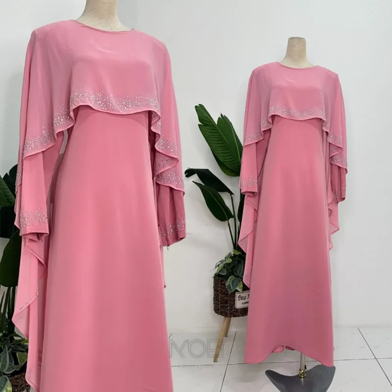 BAJU DRESS | BAJU JUBAH Bridal Set Ratu Arab In Dusty Pink | Full set 8 Item | Nikah | Tunang BY MOFF2U thumbnail 2