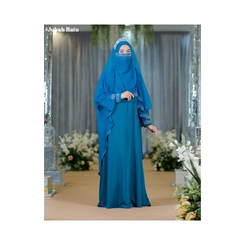 BAJU JUBAH RATU ARAB | BAJU DRESS| JUBAH putih - cream - teal blue thumbnail 3