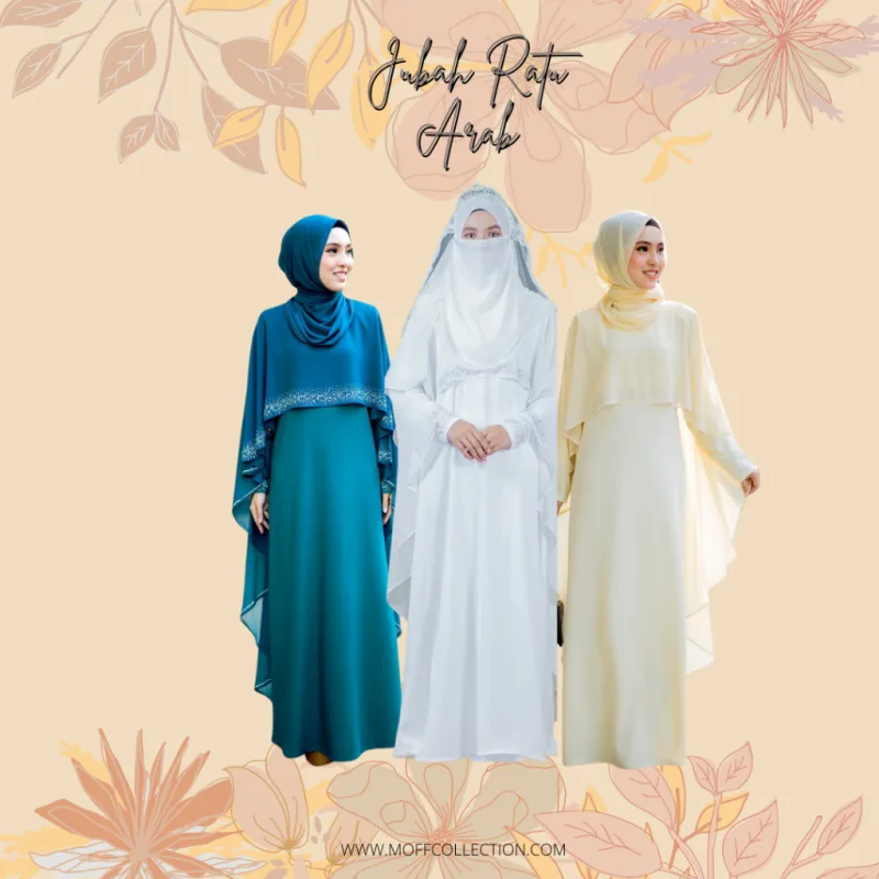 BAJU JUBAH RATU ARAB | BAJU DRESS| JUBAH putih - cream - teal blue