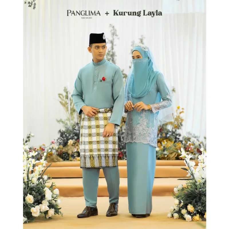 MOFF 11 ITEM - 1 HARGA Bridal Set BAJU Kurung Moden Layla In SMOKE BLUE | Nikah Kahwin |Tunang BAJU KURUNG LACE