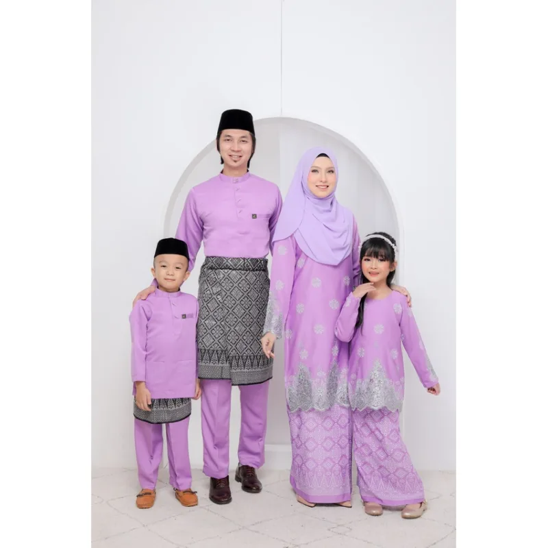 SET FAMILY WALINONG SARI | KURUNG WALINONGSARI IN LILAC BY MOFF COLLECTION