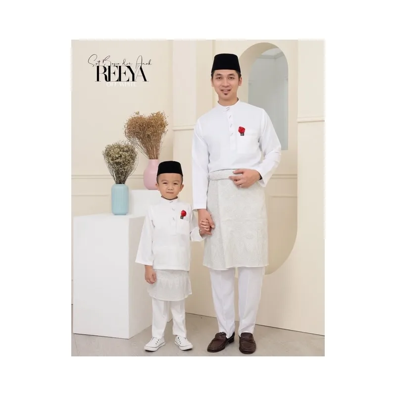 SET FAMILY BAJU KURUNG REEYA OFF WHITE BAJU MELAYU KID And DADDY RAYA 2023 By Moff2u thumbnail 5