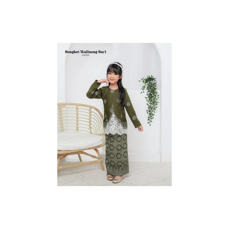 SET FAMILY KURUNG WALINONGSARI IN OLIVE BY MOFF COLLECTION thumbnail 4