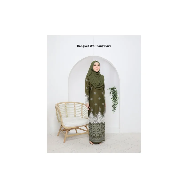 SET FAMILY KURUNG WALINONGSARI IN OLIVE BY MOFF COLLECTION thumbnail 3