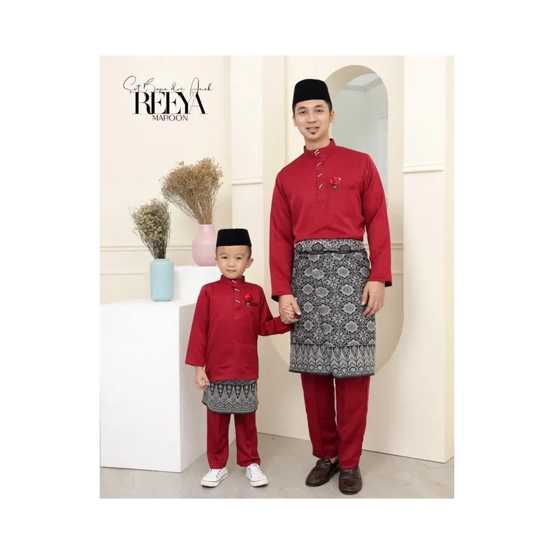 8 ITEM DALAM 1 HARGA FULL SET NIKAH BAJU KURUNG REEYA MAROON | BAJU KURUNG LACE | SET COUPLE | SET TUNANG - SET KAHWIN thumbnail 4