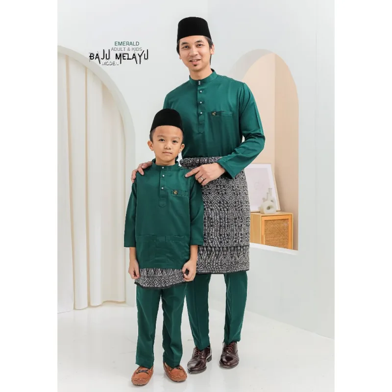 MOFF Kids & Dad BAJU Melayu Moden In Maroon | Emerald Green | BAJU MELAYU DEWASA | BAJU MELAYU BUDAK thumbnail 3