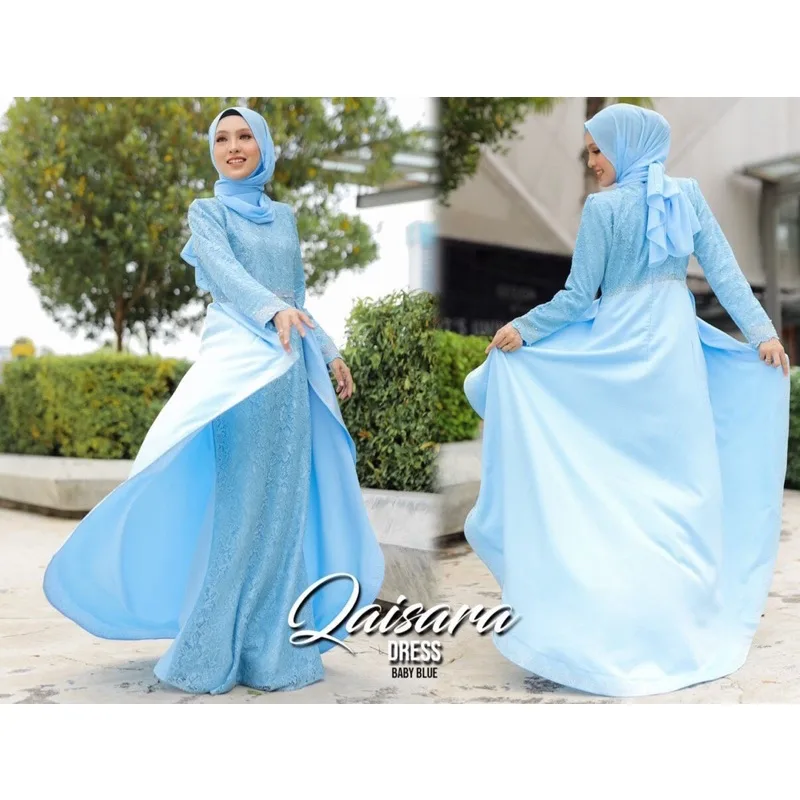FULL SET BAJU DRESS QAISARA BABY BLUE | Nikah Kahwin |Tunang | Full set Kurung Moden thumbnail 4