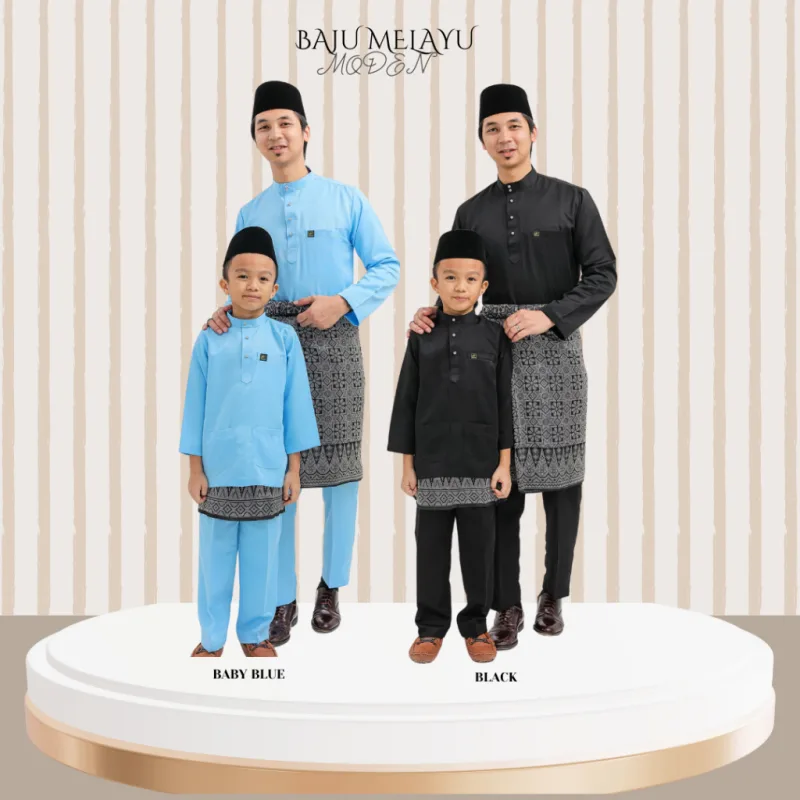 MOFF BAJU MELAYU Kids & Dad Melayu Moden In Baby Blue | Black