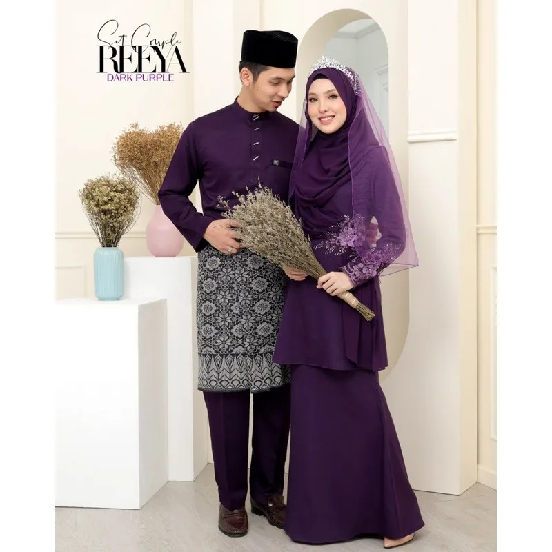 MOFF Bridal Set BAJU Kurung Reeya In Dark Purple | BAJU KURUNG DEWASA thumbnail 2