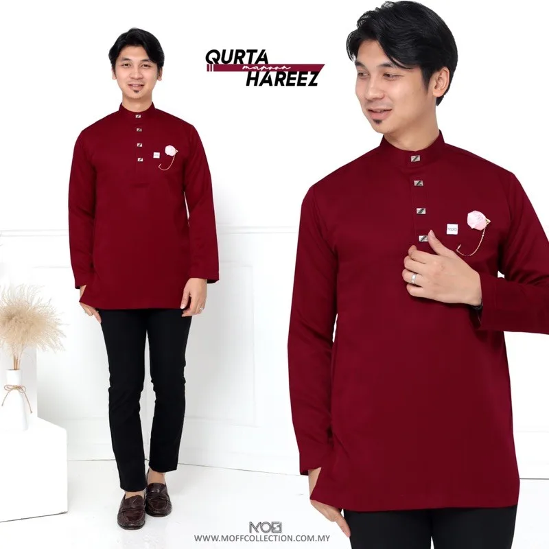 MOFF BAJU Kurta Hareez In Maroon | slim fit | Kurta moden thumbnail 3