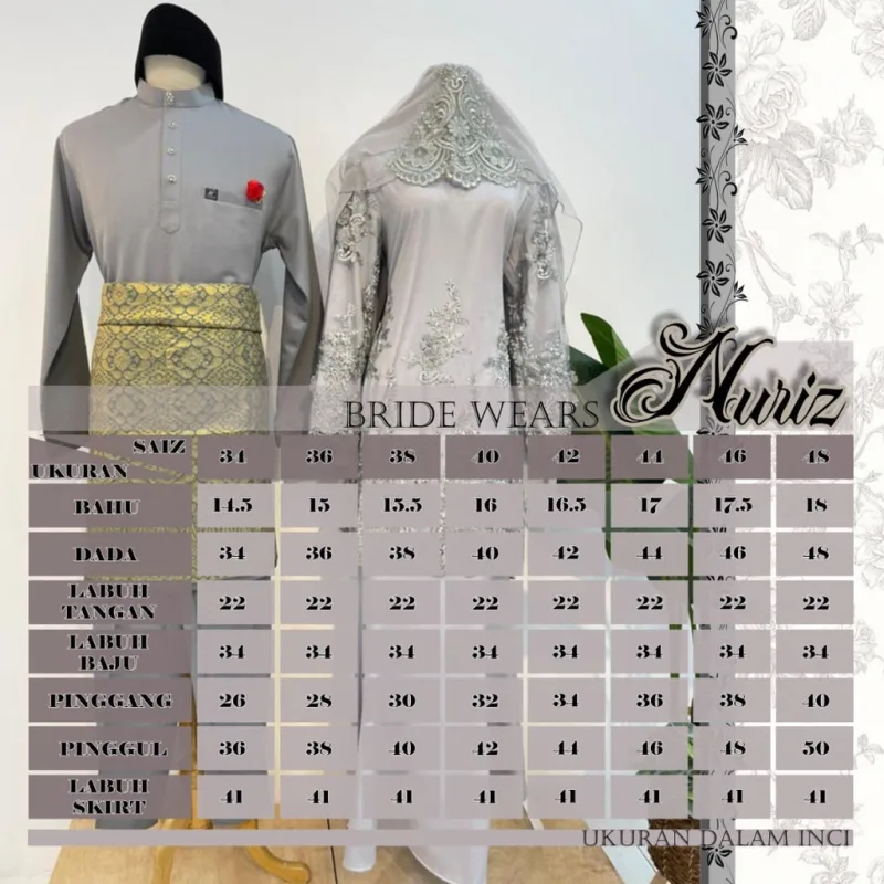 MOFF Bridal Set BAJU KURUNG Nuriz | Nikah Kahwin |Tunang | Full set Kurung Moden thumbnail 5