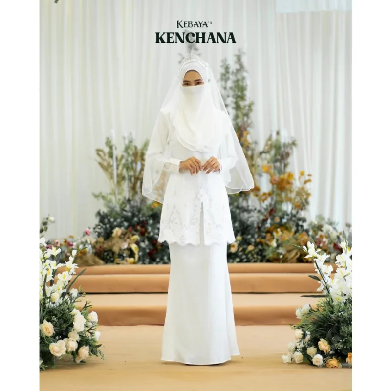 MOFF Bridal Set BAJU KURUNG Kenchana In Offwhite | Nikah Kahwin |Tunang | Full set Kurung Moden| BAJU KEBAYA thumbnail 2