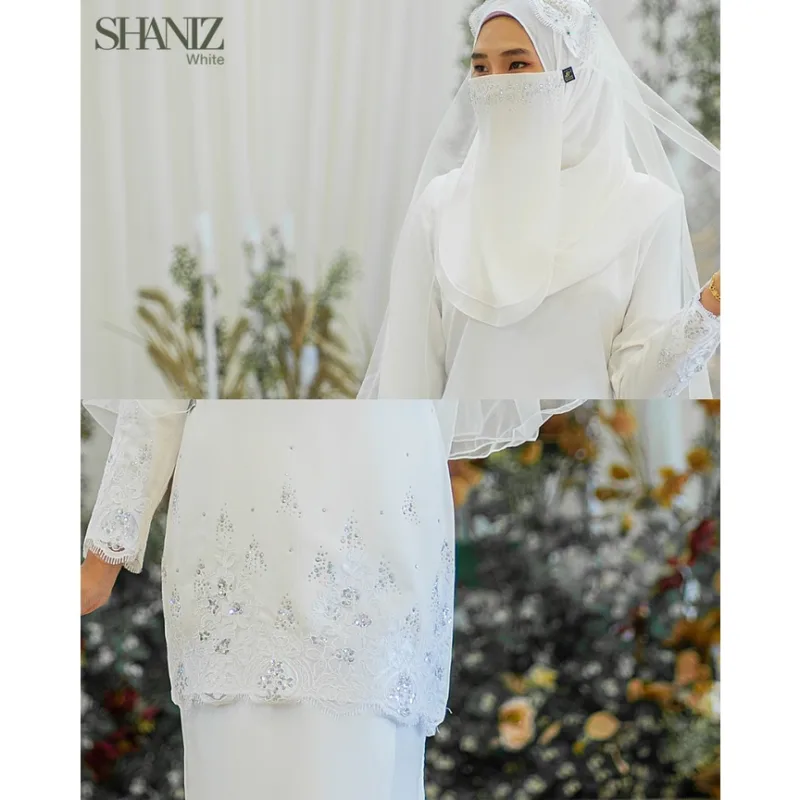 MOFF Bridal Set BAJU KURUNG Shaniz In Off white | Nikah Kahwin | Tunang | Full set Kurung Moden thumbnail 3