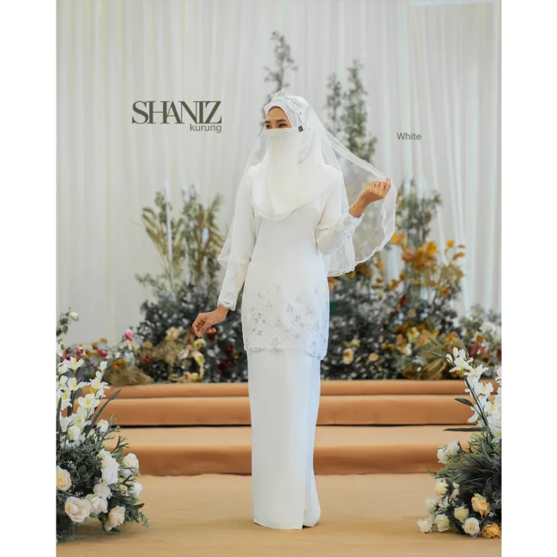 MOFF Bridal Set BAJU KURUNG Shaniz In Off white | Nikah Kahwin | Tunang | Full set Kurung Moden thumbnail 2