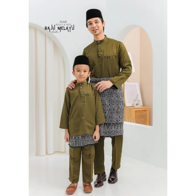 MOFF Kids & Dad BAJU Melayu Moden In Olive | Pine green | BAJU MELAYU thumbnail 2