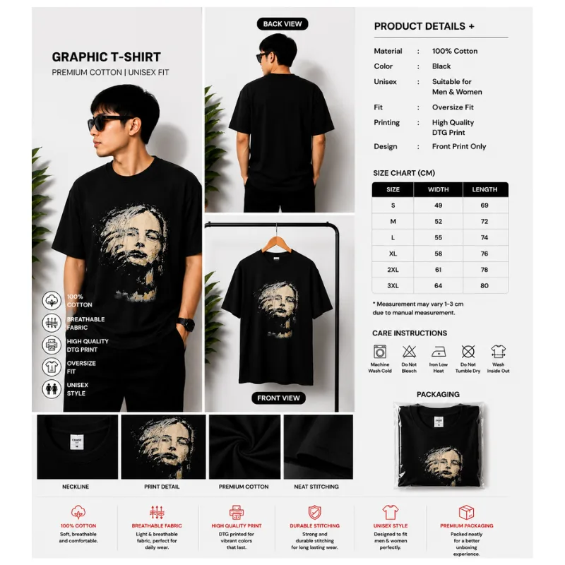 Face Graphic Oversize T-Shirt