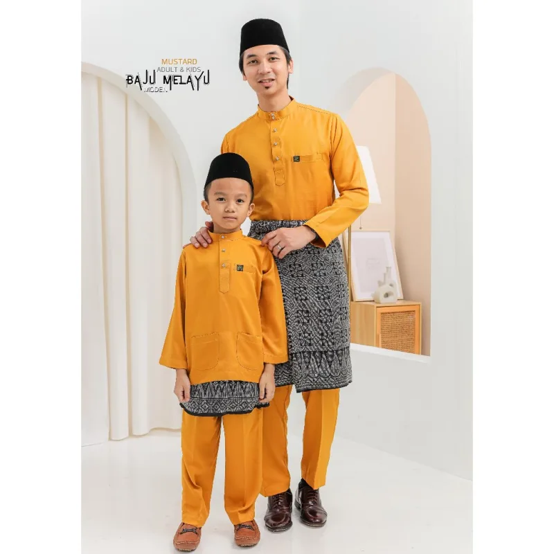 MOFF Kids & Dad BAJU Melayu Moden In Navy Blue | Mustard | BAJU MELAYU DEWASA | BAJU MELAYU BUDAK thumbnail 2