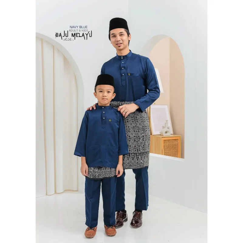 MOFF Kids & Dad BAJU Melayu Moden In Navy Blue | Mustard | BAJU MELAYU DEWASA | BAJU MELAYU BUDAK thumbnail 3