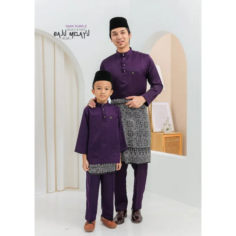 MOFF Kids & Dad BAJU Melayu Moden In Dark Purple | Lilac| BAJU MELAYU DEWASA|BAJU MELAYU BUDAK thumbnail 2