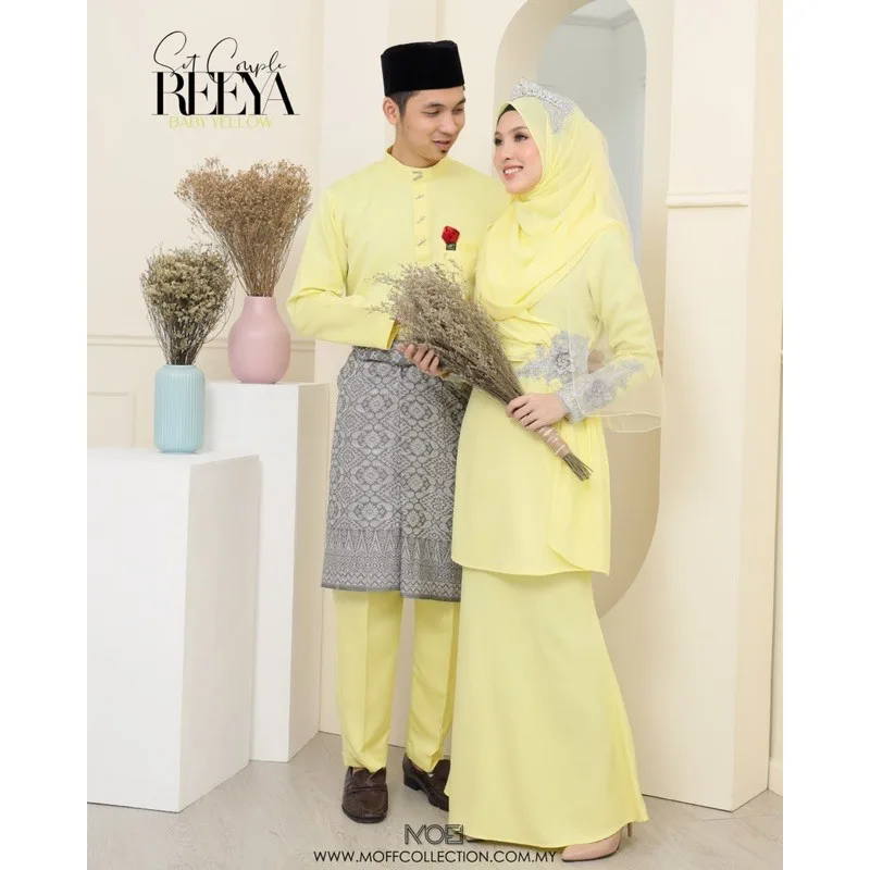 MOFF Bridal Set BAJU KURUNG Reeya In Baby Yellow | Nikah Kahwin |Tunang | Full set Kurung Moden thumbnail 2