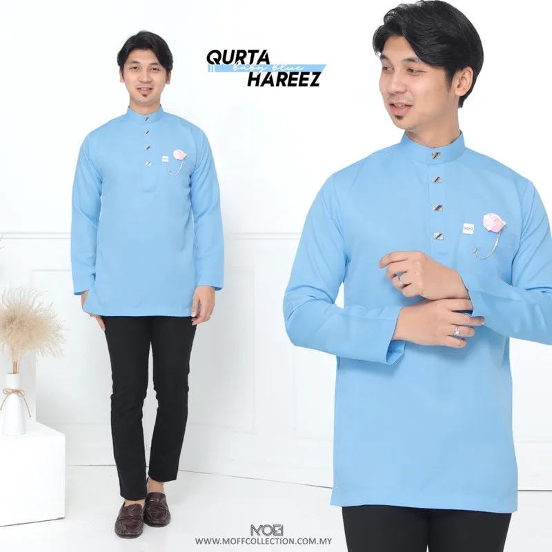 BAJU Kurta Hareez In Baby Blue KURTA SLIM FIT | BAJU KURTA DEWASA |BAJU KURTA BUDAK BY MOFF COLLECTION thumbnail 3