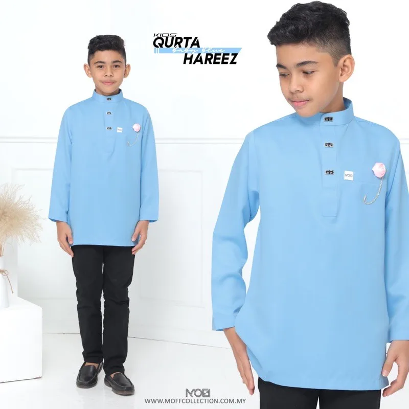 BAJU Kurta Hareez In Baby Blue KURTA SLIM FIT | BAJU KURTA DEWASA |BAJU KURTA BUDAK BY MOFF COLLECTION thumbnail 4