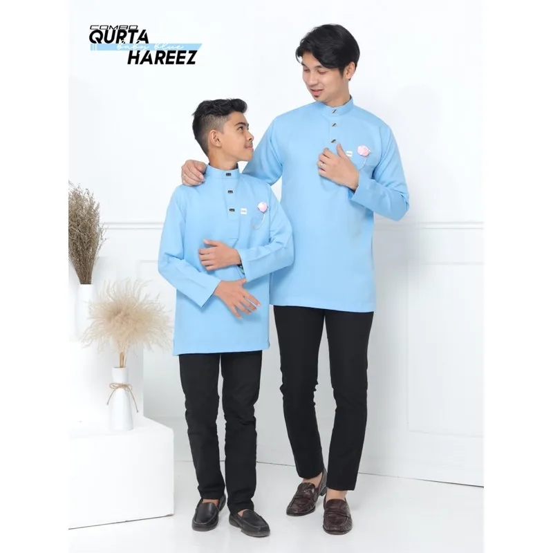BAJU Kurta Hareez In Baby Blue KURTA SLIM FIT | BAJU KURTA DEWASA |BAJU KURTA BUDAK BY MOFF COLLECTION thumbnail 2