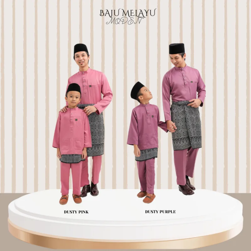 MOFF Kids & Dad BAJU Melayu Moden In Dusty Purple | Dusty Pink | BAJU MELAYU DEWASA | BAJU MELAYU BUDAK