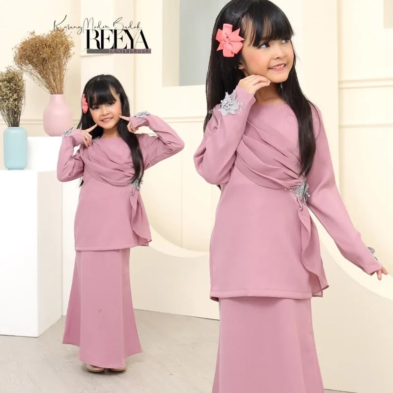 SET FAMILY BAJU KURUNG REEYA DUSTY PURPLE | BAJU MELAYU KID | DADDY RAYA 2023 | BAJU KURUNG LACEBY MOFF2U thumbnail 4