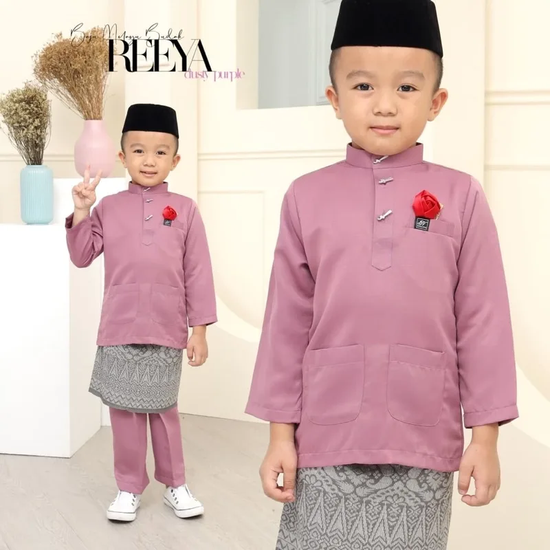 SET FAMILY BAJU KURUNG REEYA DUSTY PURPLE | BAJU MELAYU KID | DADDY RAYA 2023 | BAJU KURUNG LACEBY MOFF2U thumbnail 3