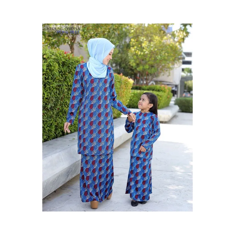MOFF Set FAMILY BAJU KURUNG QAIRINA Mum and Kids In Royal Blue | Kurung Moden thumbnail 2