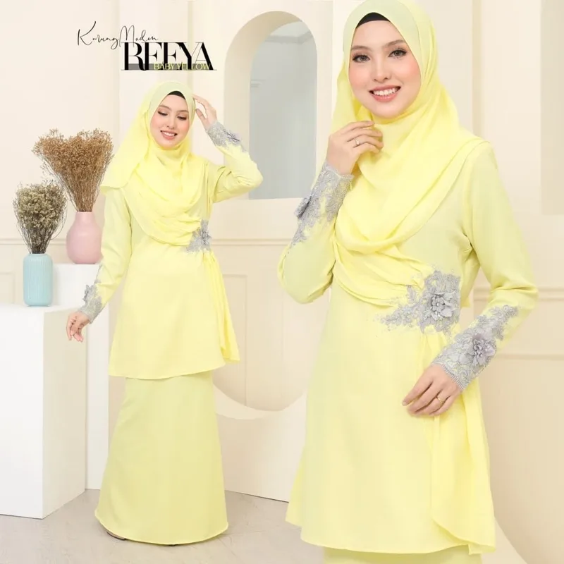 SET FAMILY BAJU KURUNG REEYA YELLOW BAJU MELAYU KIDS And DADDY RAYA 2023 by moff2u thumbnail 2