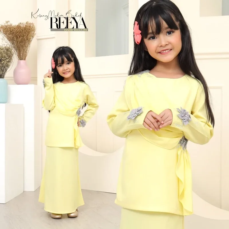 SET FAMILY BAJU KURUNG REEYA YELLOW BAJU MELAYU KIDS And DADDY RAYA 2023 by moff2u thumbnail 4