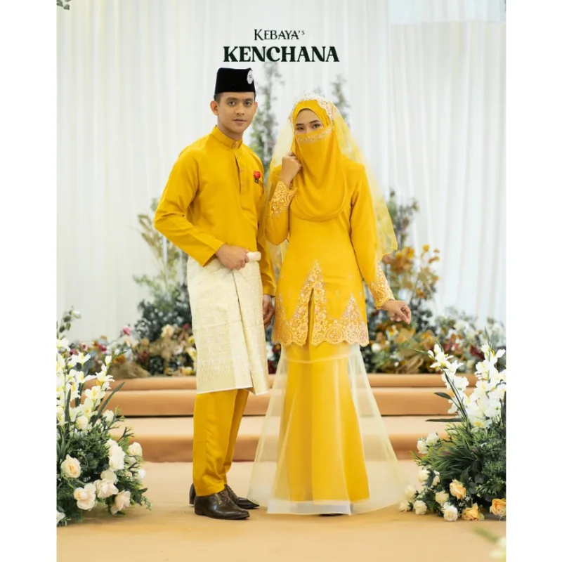 MOFF Bridal Set BAJU KURUNG Kenchana In Mustard | Nikah Kahwin |Tunang | Full set Kurung Moden