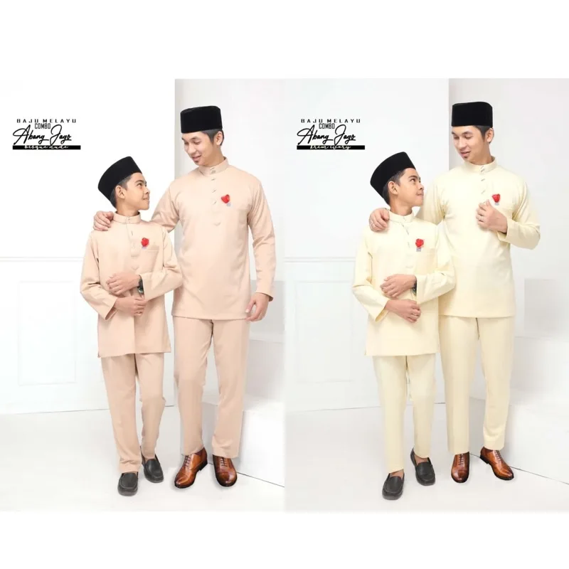 BAJU MELAYU BANG JAGO| BAJU MELAYU SLIM FIT NUDE DAN CREAM BY MOFF2u