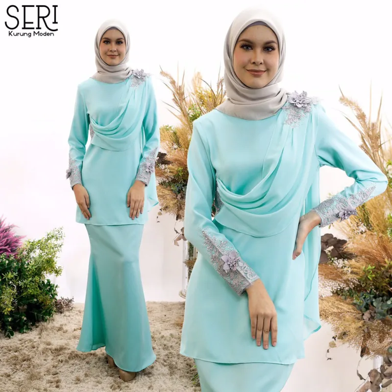 MOFF BAJU Kurung SERI Mint Green | BAJU KURUNG MODEN | BAJU KURUNG DEWASA | BAJU KURUNG BUDAK | FULL SET FAMILY thumbnail 2