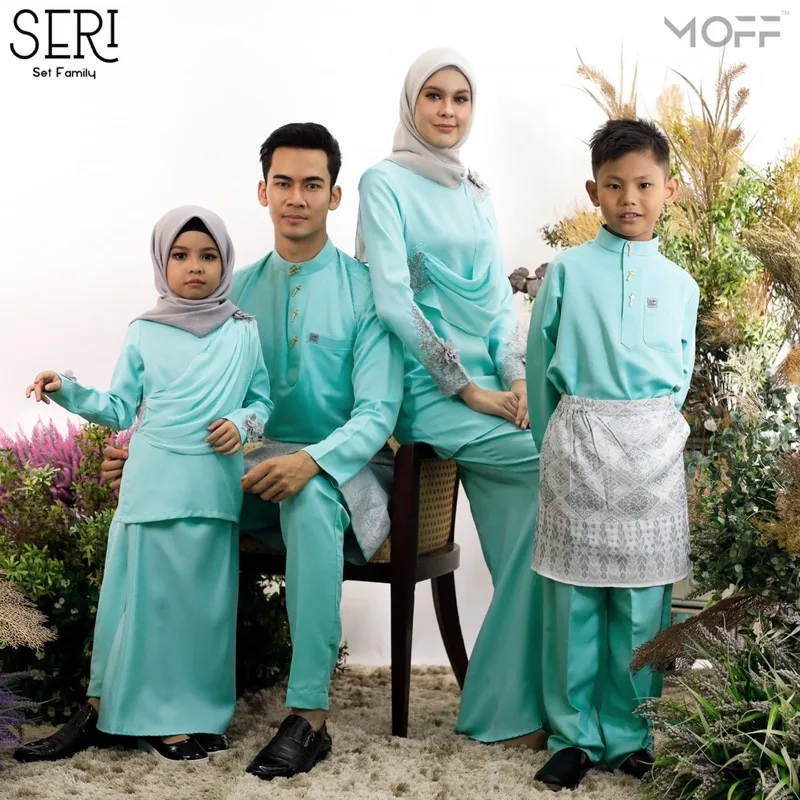 MOFF BAJU Kurung SERI Mint Green | BAJU KURUNG MODEN | BAJU KURUNG DEWASA | BAJU KURUNG BUDAK | FULL SET FAMILY