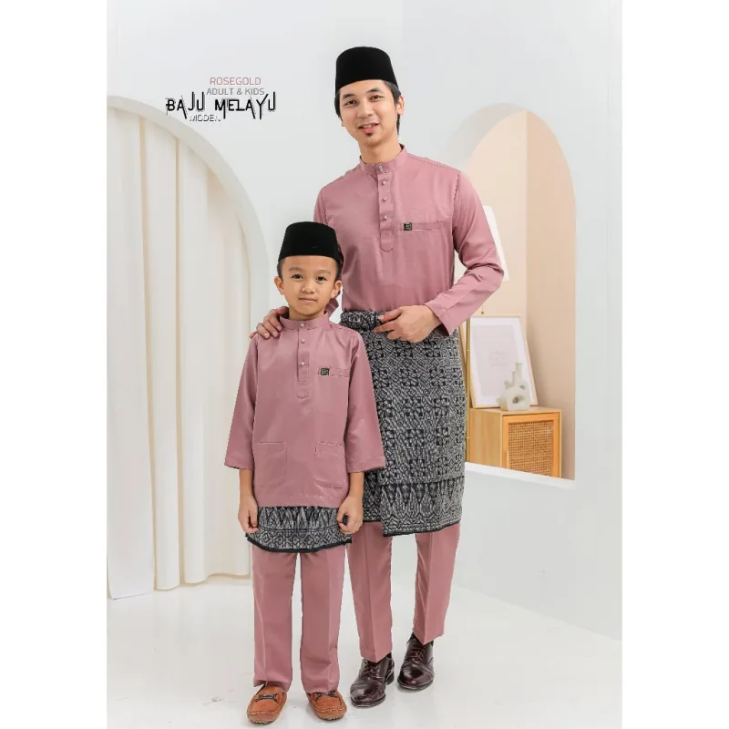 MOFF Kids & Dad BAJU Melayu Moden RoseGold | Peach | BAJU MELAYU DEWASA | BAJU MELAYU BUDAK thumbnail 2